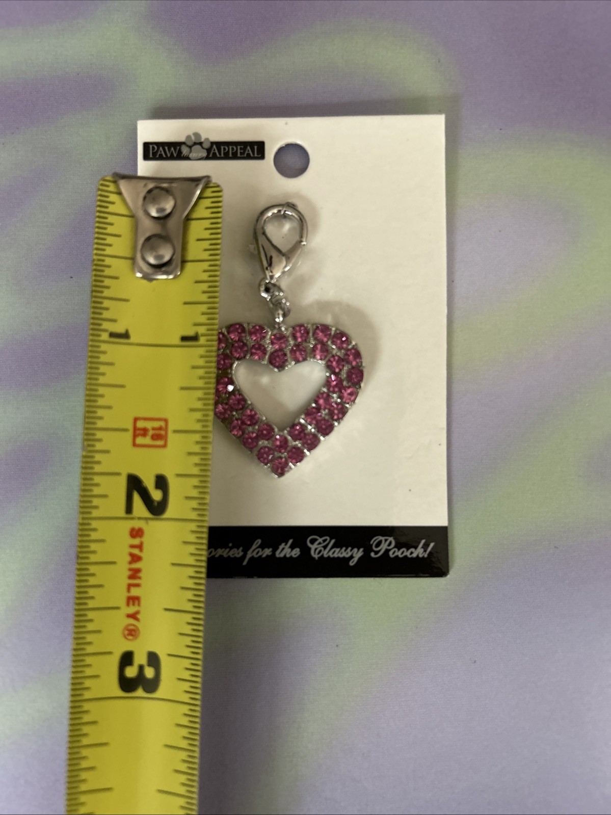 Pretty Paw Appeal Pink Rhinestone Open Heart Charm Tag Necklace Dog Cat Pet New
