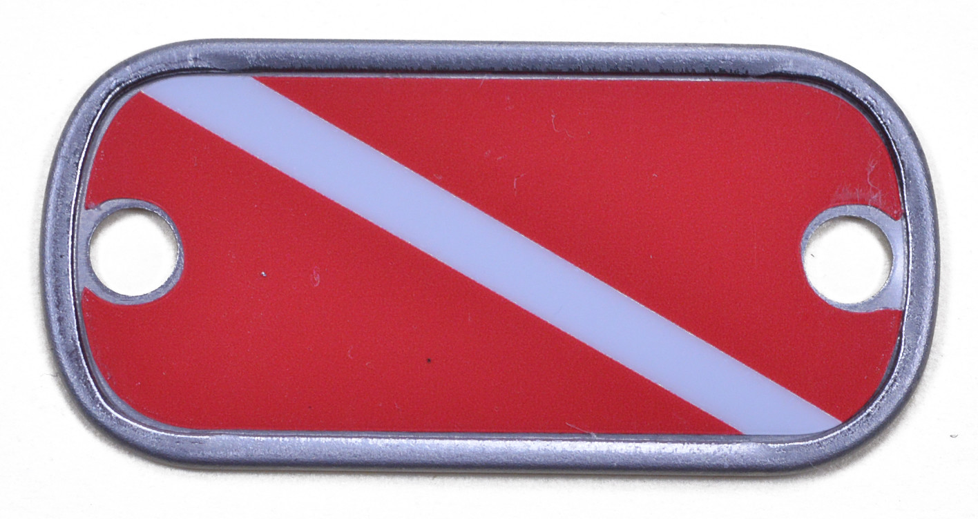 Divers Flag Vinyl Dog Tag – 3 Sizes – Great for Necklaces and Bracelets