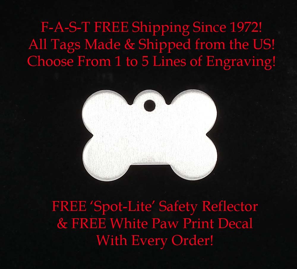 Small Bone Shape Pet ID Dog Name Tags-Custom Engraved Tag With Up To 5 Lines