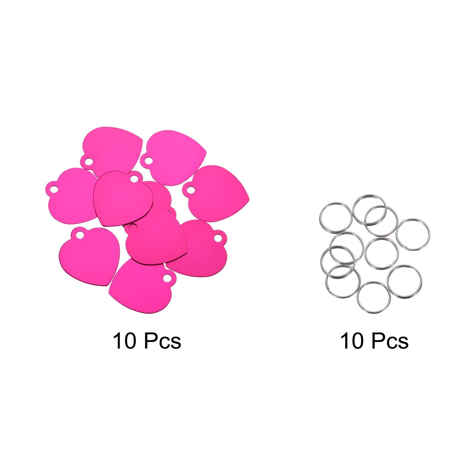 Pet ID Tags, Engraving Tags, Heart-Shape Dog ID Tag, Rose Red Blank Tags, 10pcs