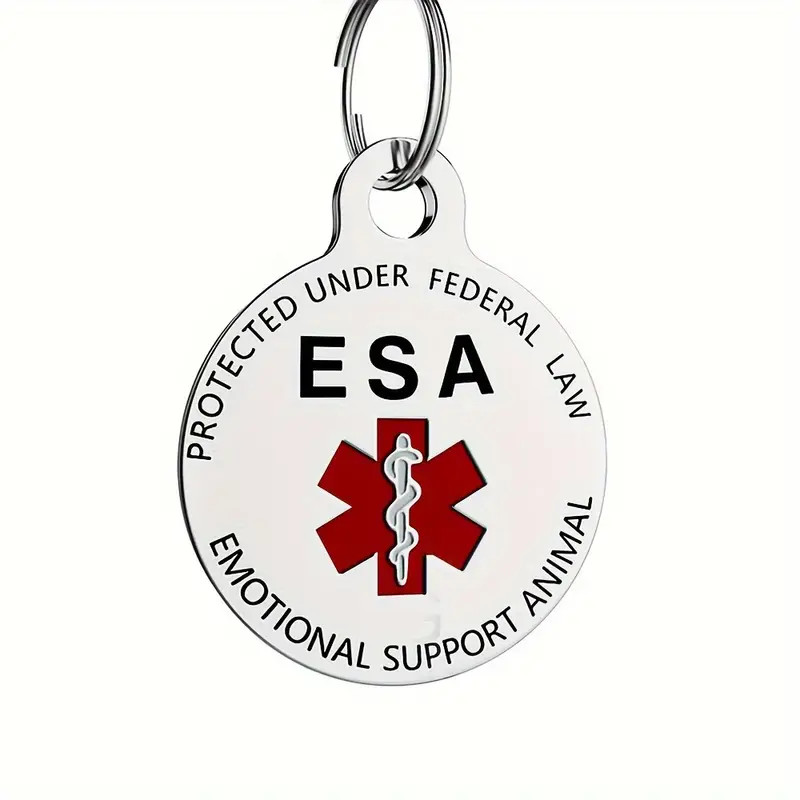 Emotional Support Animal Pet Tag Stainless Steel With Personalized Engraving