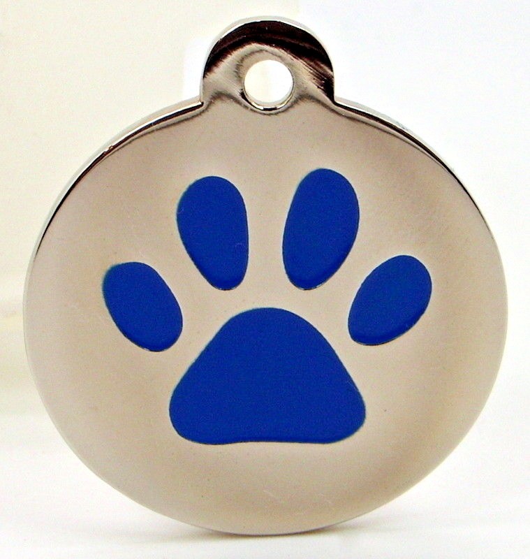 Pet Tags ~ Large & Small Silver Paw Print Engraved Pet Tags