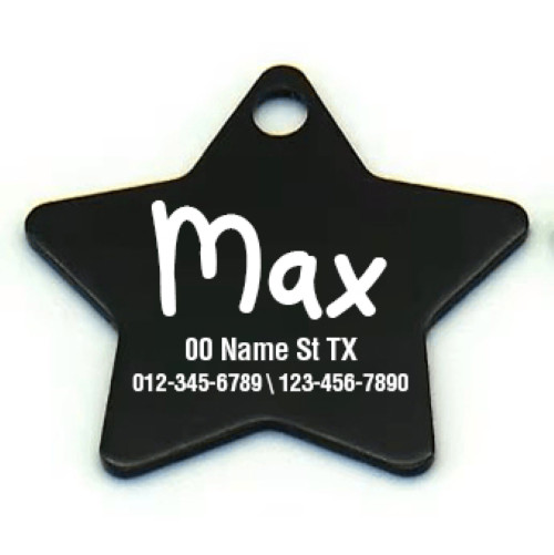 Custom Star Aluminum Pet ID Tag Engraved Placa Estrella Perro Gato 2 Sizes USA