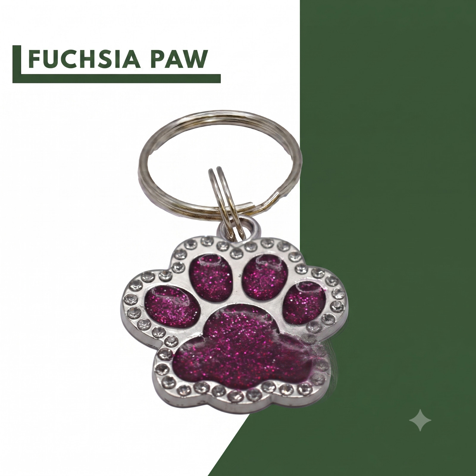 Bling Rhinestone Paw Pet ID Tag Glitter Crystal Custom Deep Engraved Dog Cat
