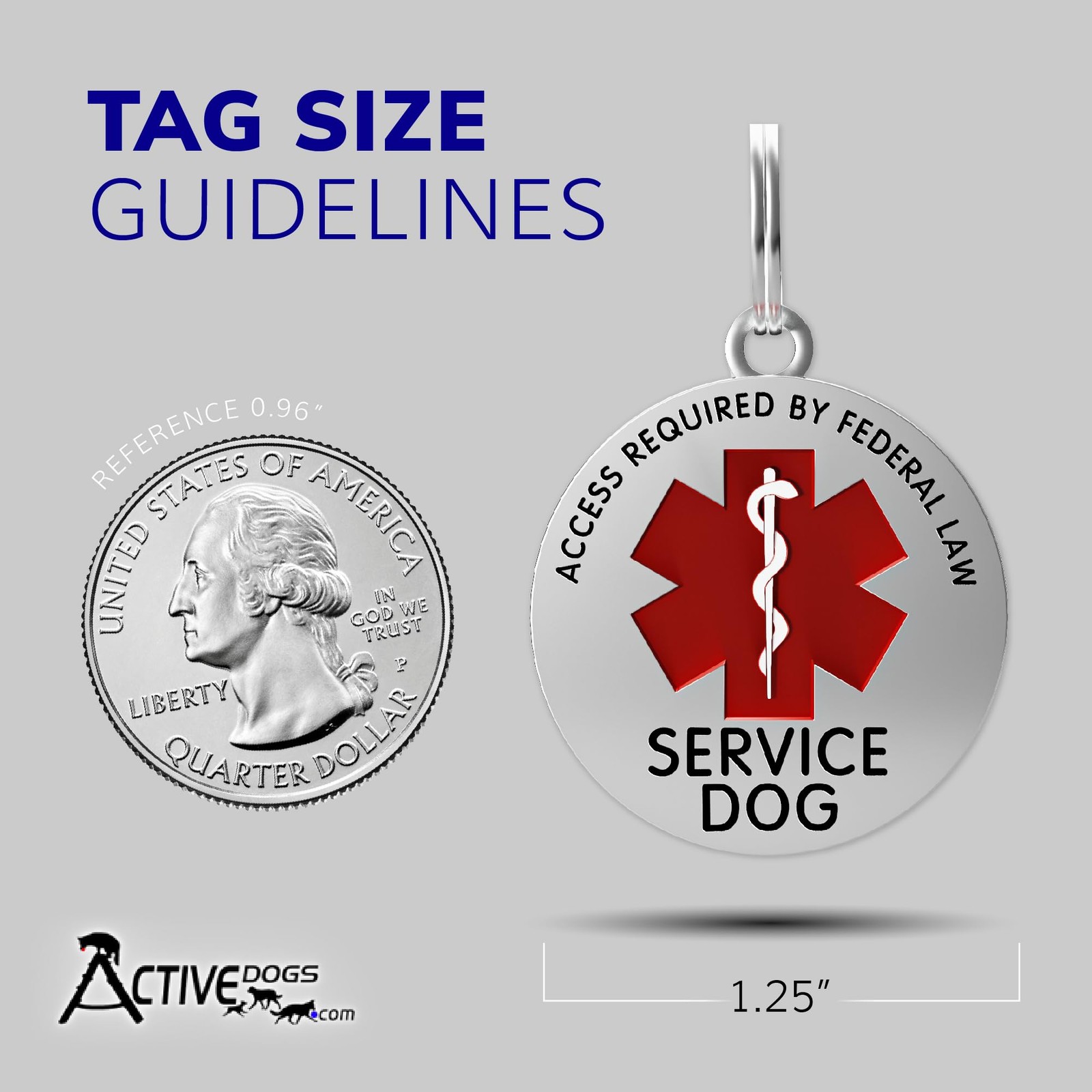 ActiveDogs Service Dog ID – Medical Alert Tag for Collar, Vest or Harness – D…