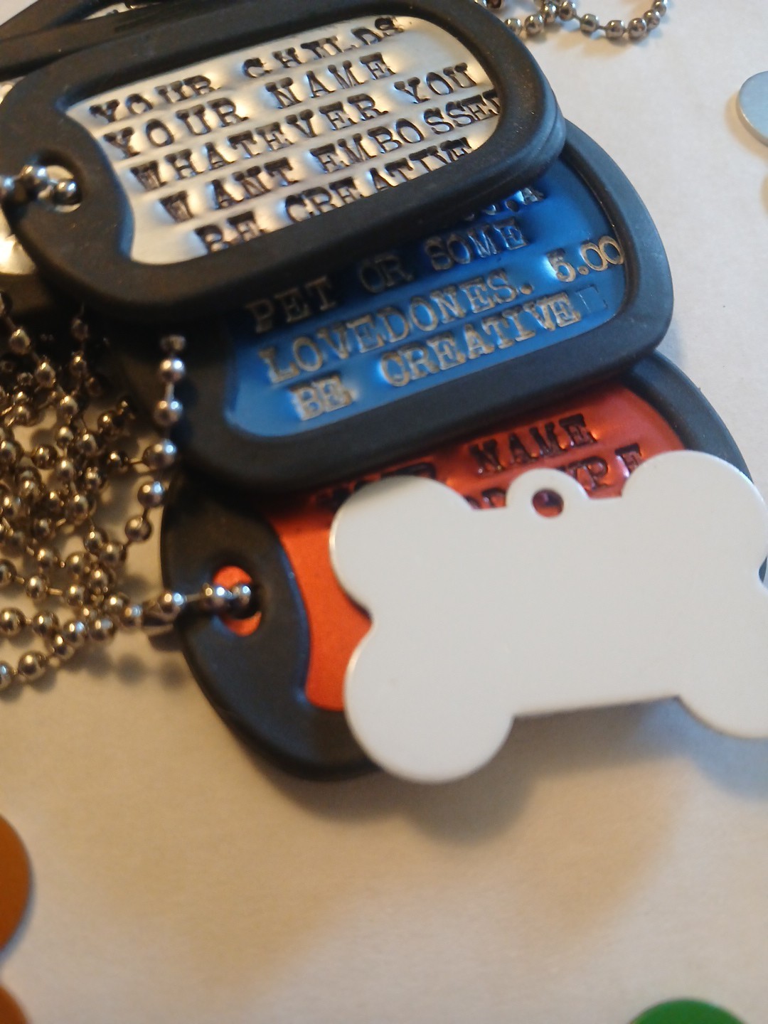 2 Military Dog Tags – Custom Embossed With Genuine WW11 Embosser+Silencer/Chain
