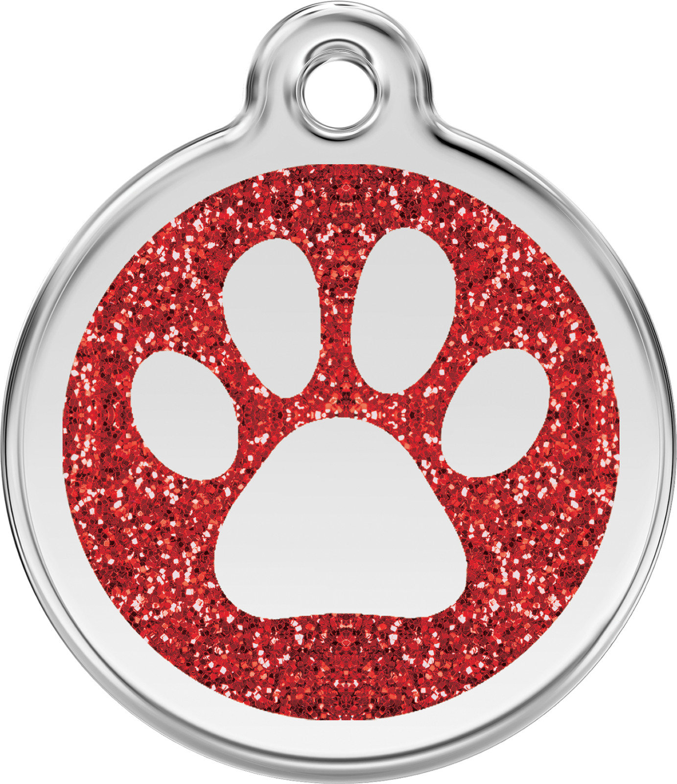 Red Dingo Glitter Paw ID Charm Dog Tag Red Blue Purple Pink Gold Silver Aqua
