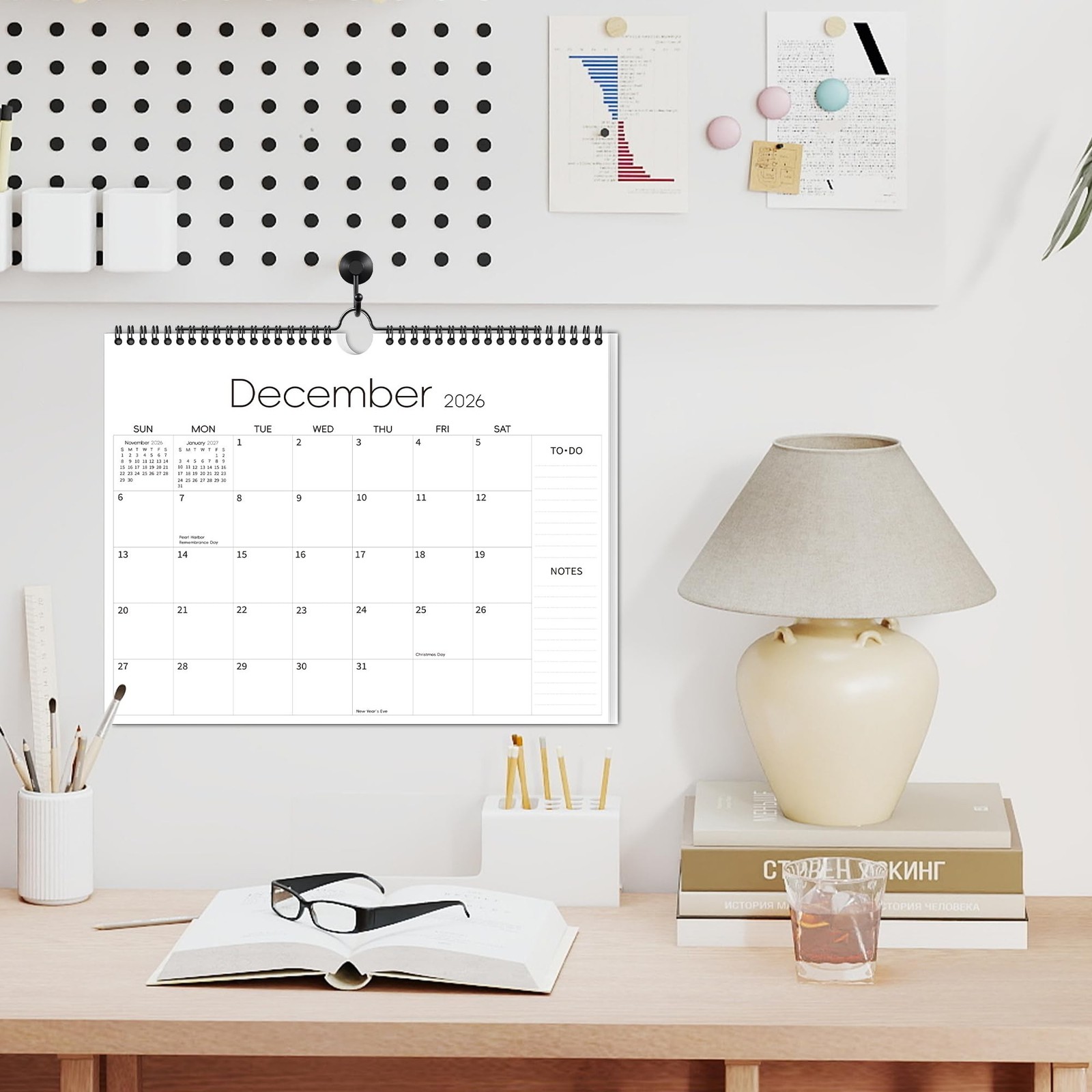 Aesthetic Wall Calendar 2026-2027, 18 Monthly Horizontal Hanging Calendar fro…