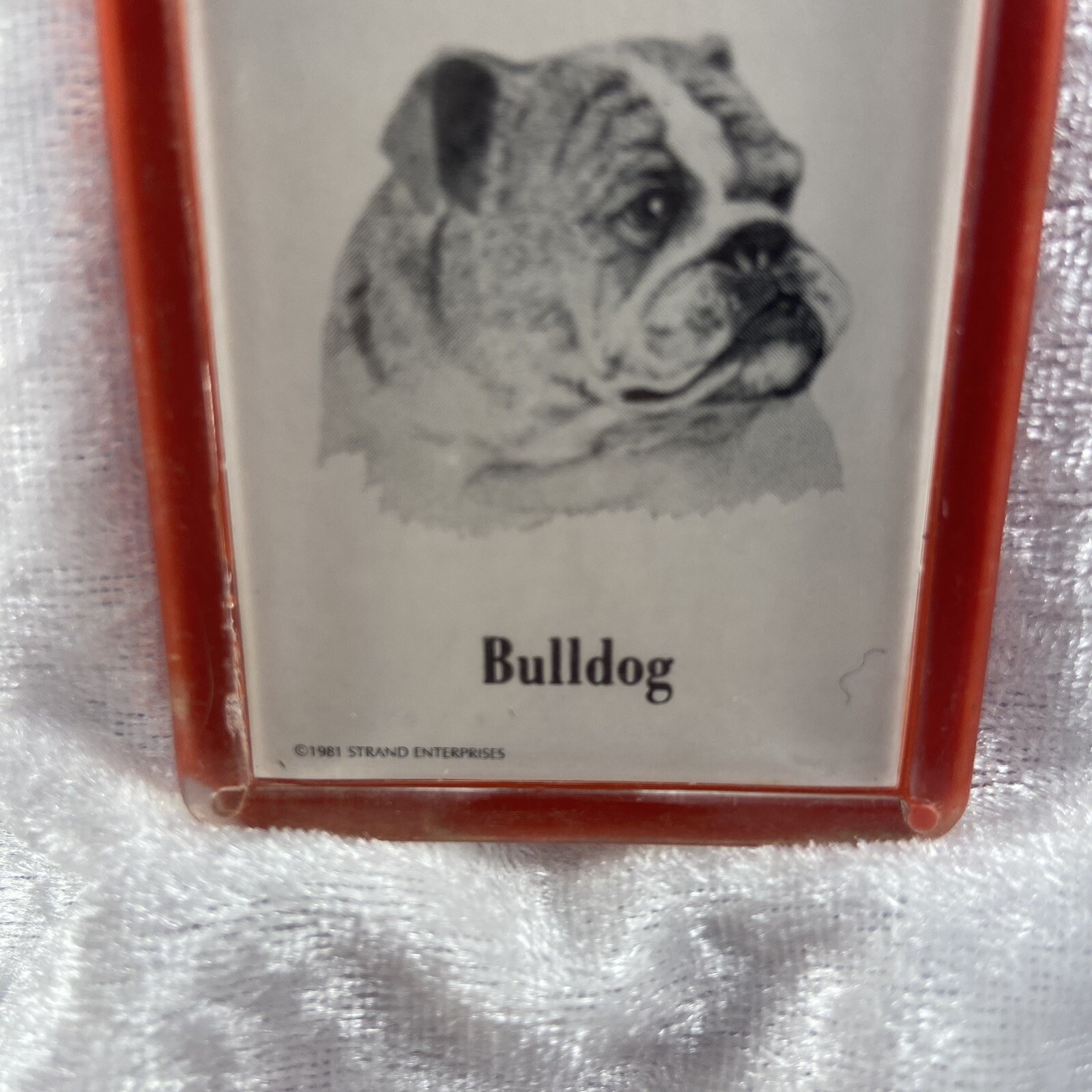 Vintage 1981 I Love My Bulldog Acrylic Keychain -RARE