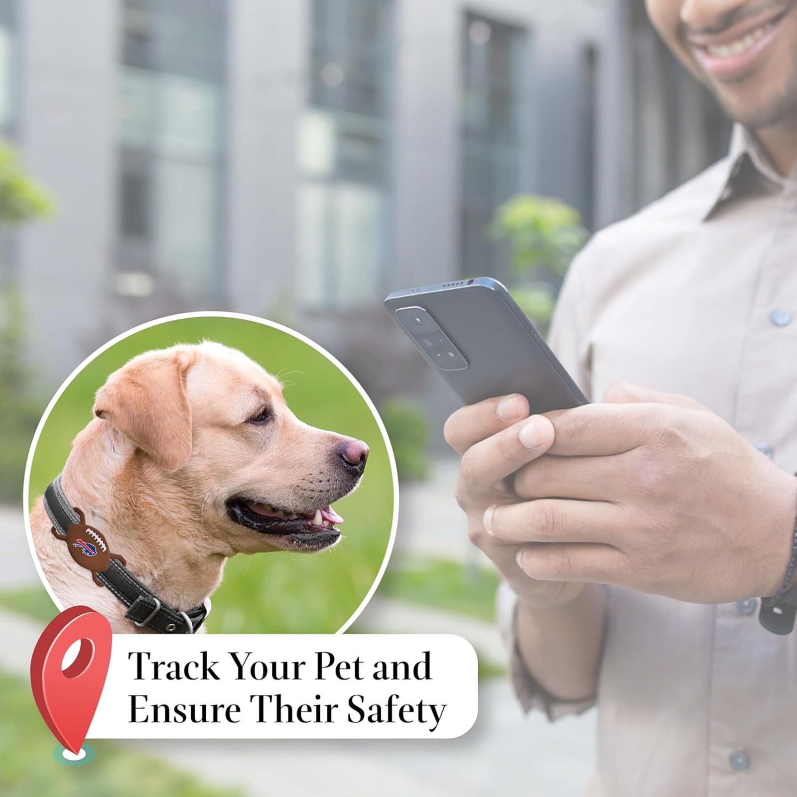Pets First NFL Silicone Airtag Holder Dog Tracking Device Holder with Team Logo