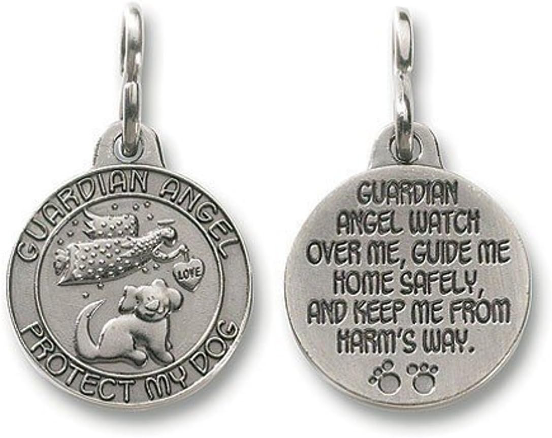 Religious Gifts Angel Dog Pet Protection 1 Inch Pewter Collar Medal