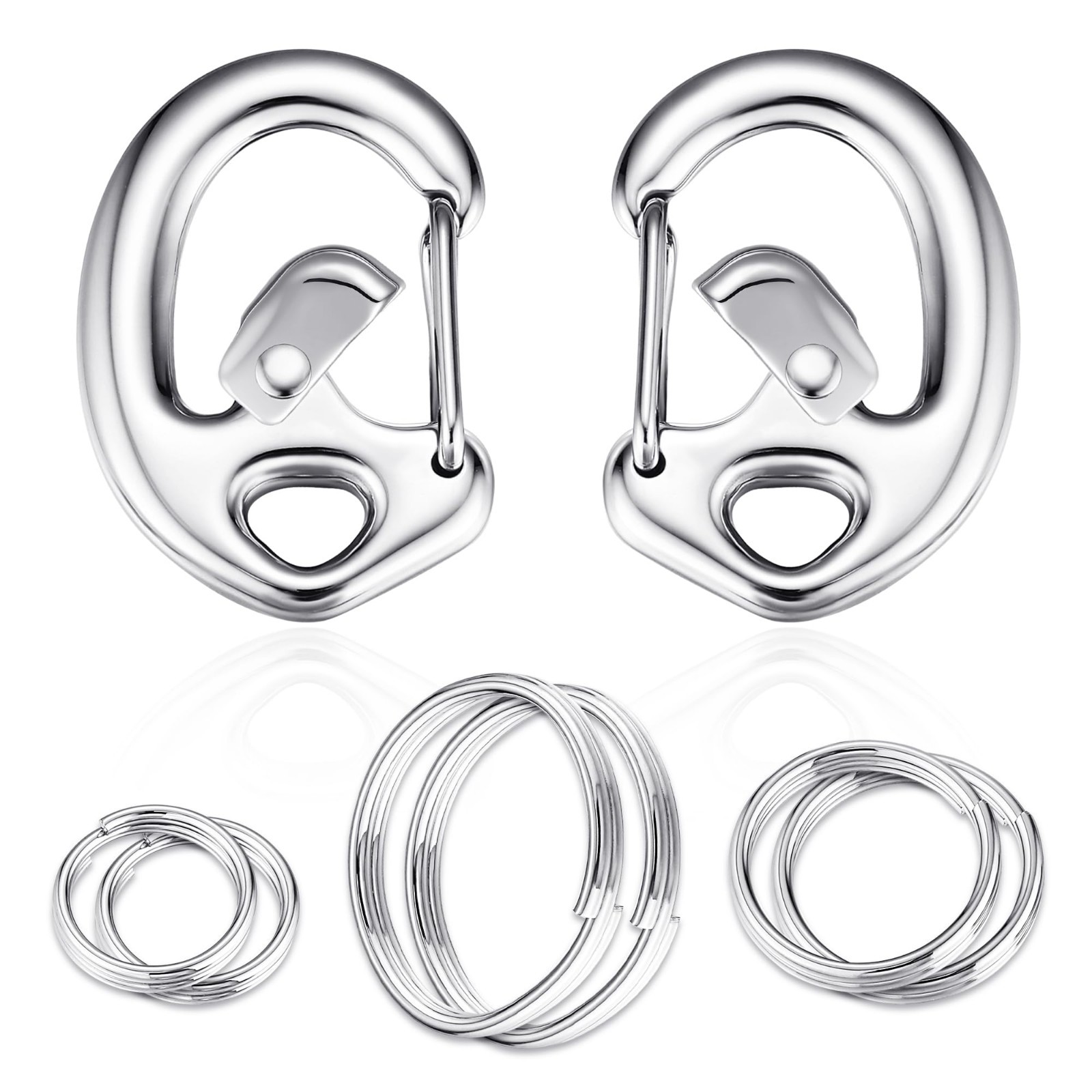 Stainless Steel Contour Carabiner Pet Collar Tag Clip Set – Ultra-Secure & Quick