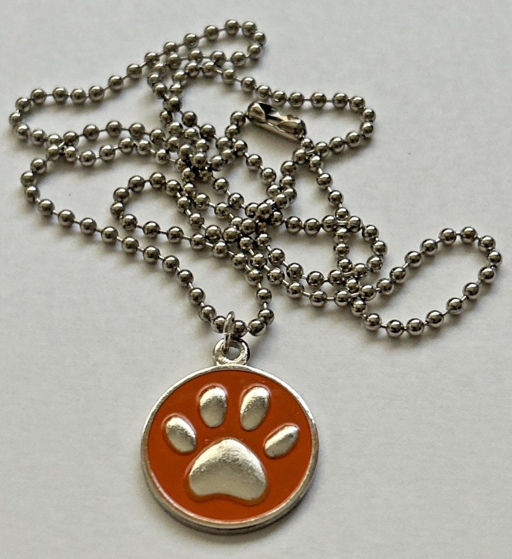 ASPCA Paw Print Rescued Dog Cat Pet Tag Medal Charm Pendant Necklace 23”