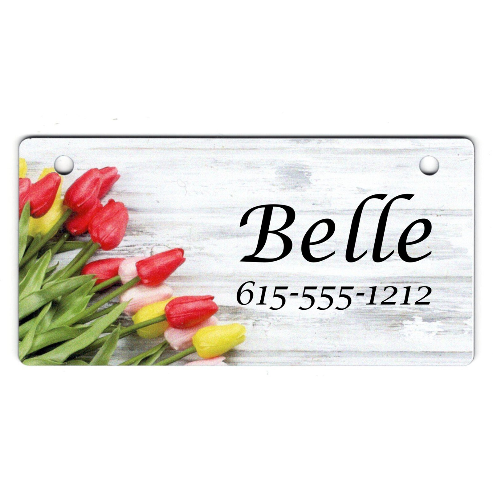 Tulips Red and Yellow Design Personalized 5″ x 2.5″ Dog Crate Tag FREE SHIPPING