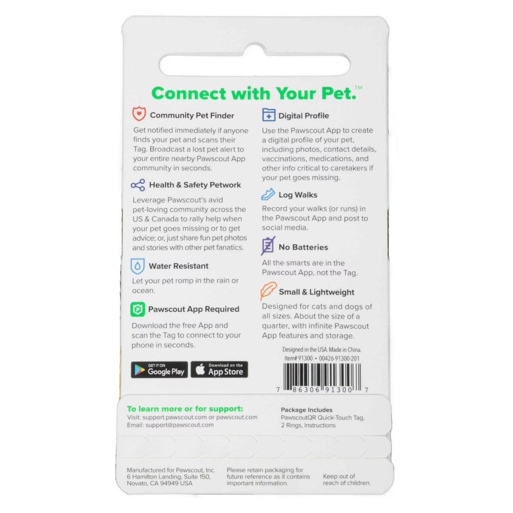 QR Smart Pet Tag for Dogs & Cats, Pair with App to Send Lost & Found Pet Alerts