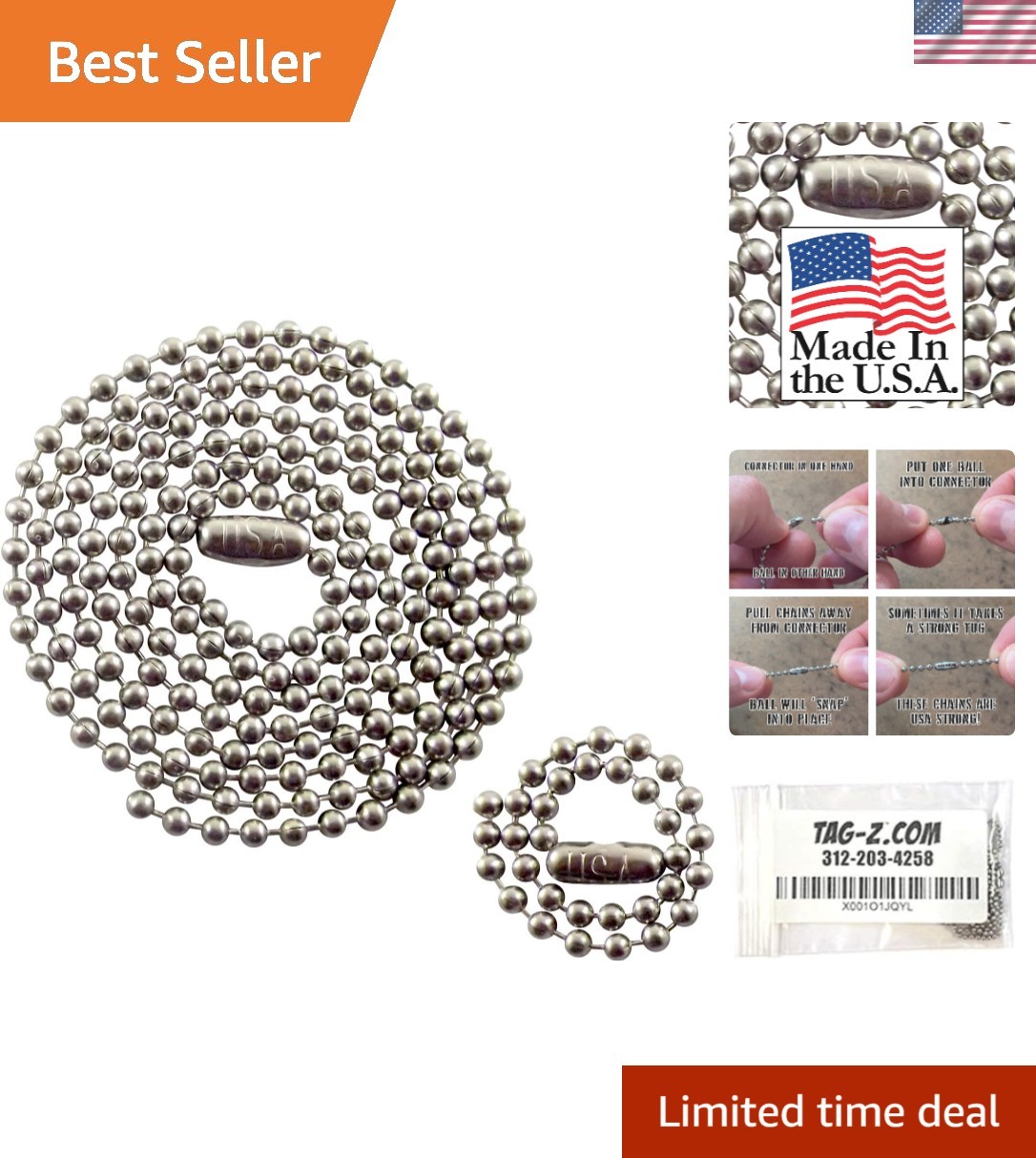 Durable Stainless Steel Ball Chain Set for Military Dog Tags – 27 / 4.5 Inches