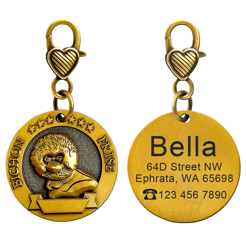 3D Dog ID Tags Engraved Personalized Metal Pet Custom Puppy Cat Name Tags Collar