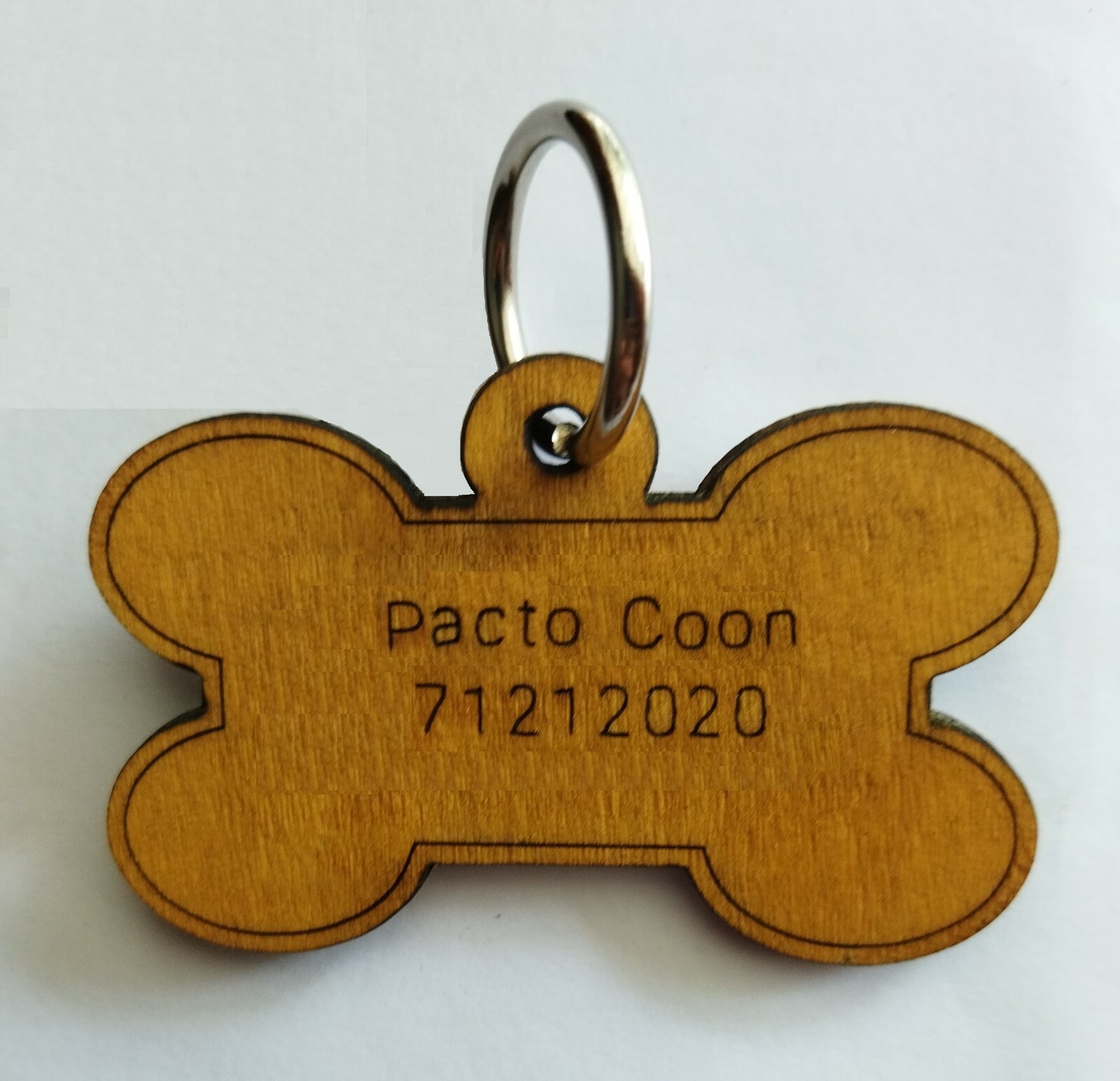 Personalized Engraved Pet tag, Dog ID Collar Tags, Bone Shape, Puppy, Wooden