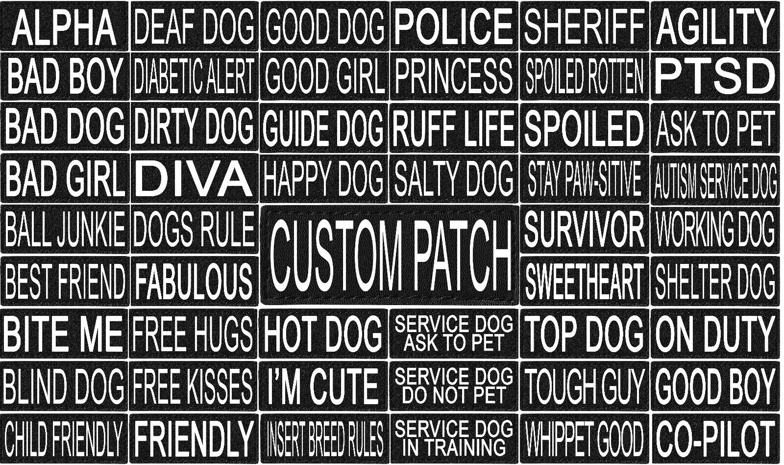 Custom Personalized Removable Patch (2 per pack) Tag For Dog Harness and Collar