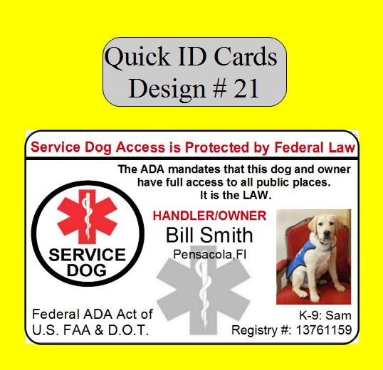 CUSTOM SERVICE DOG / PET ID CARD BADGE ID FOR SERVICE ANIMAL PROFESSIONAL PVC 21