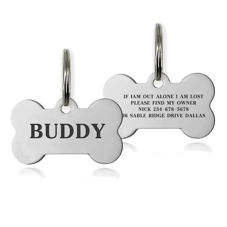Engraved Personalized Dog Pet tags Double Side Engraved ID Dog Cat Tag