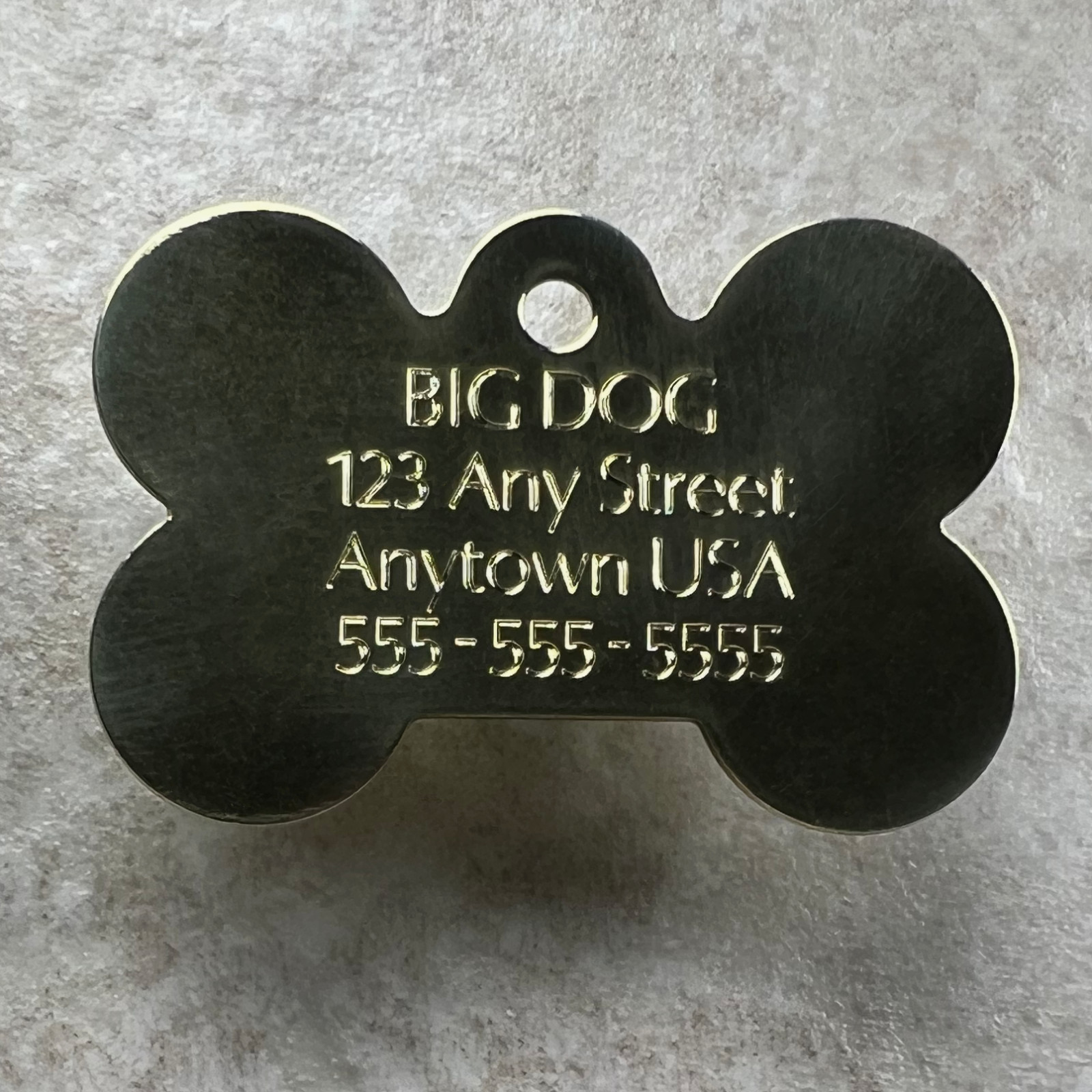 Custom Engraved Dog Tags Personalized Dog Collar Pet Bone Tag BRASS EXTRA LARGE