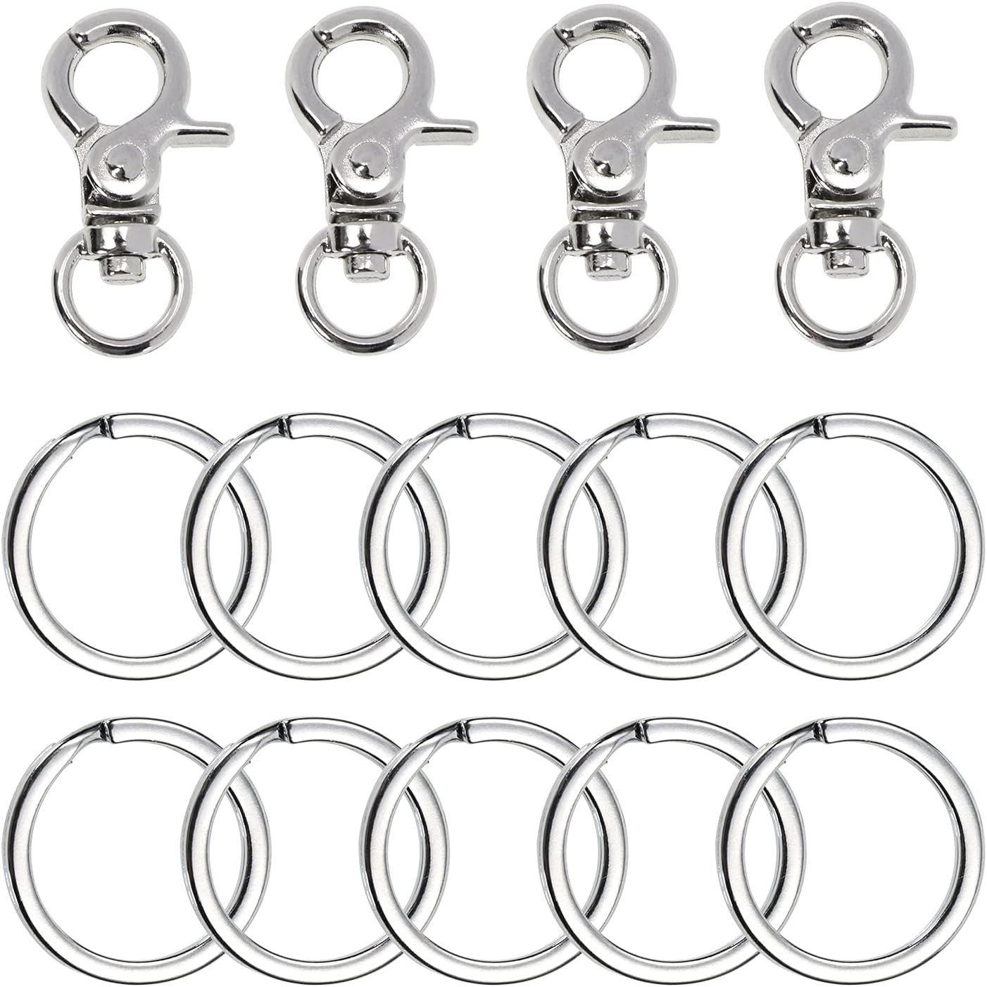 4 Pack Dog Tag Clips with Key Rings Stainless Steel Pet ID Holder for Dogs Cats