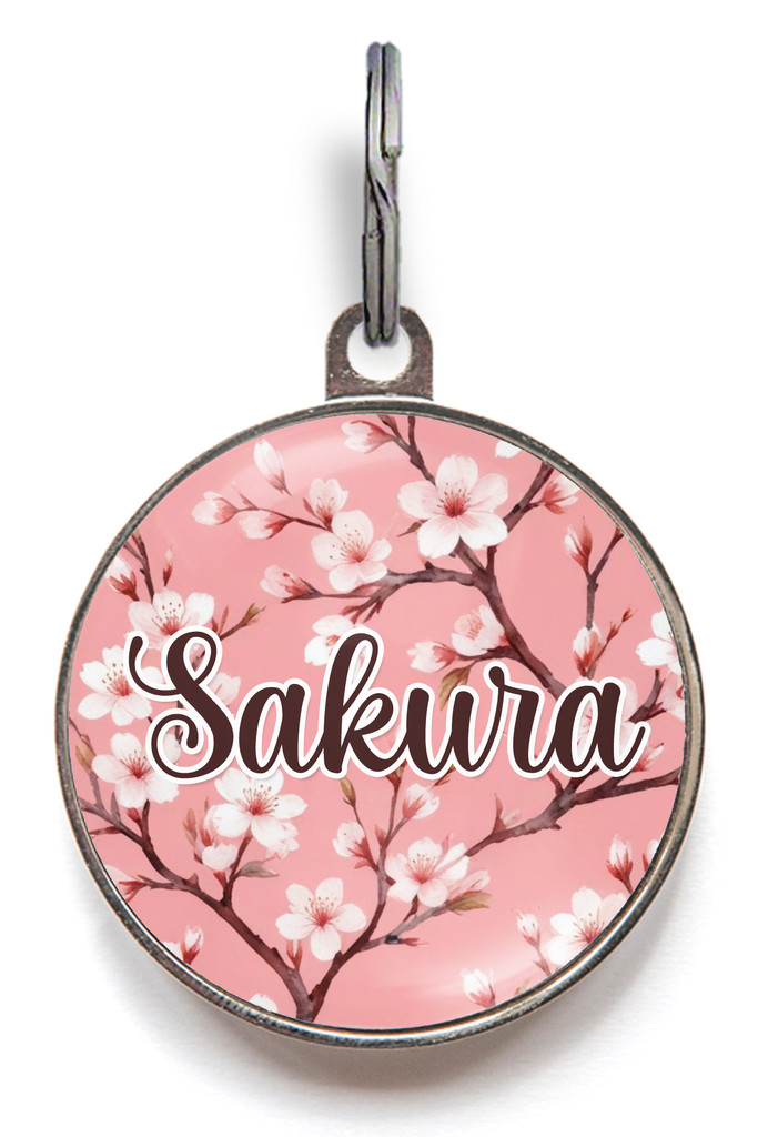 Personalized Dog Tag Cherry Blossom – Floral Pet ID Tag, Durable & Waterproof
