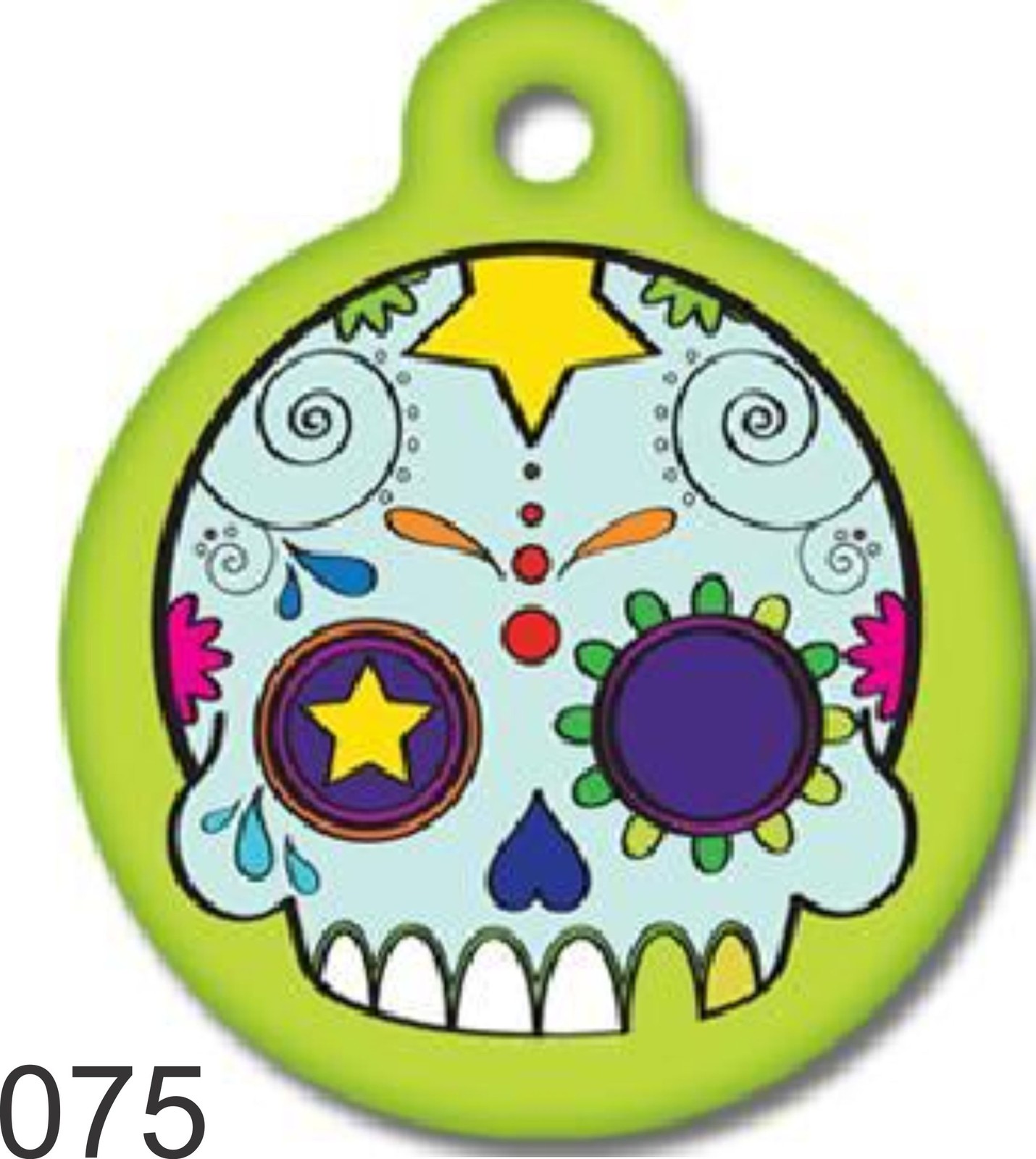 Pet Tags Personalized Pet ID tag for Dog and Cat ROUND DAY OF DEAD Skull Dog Tag