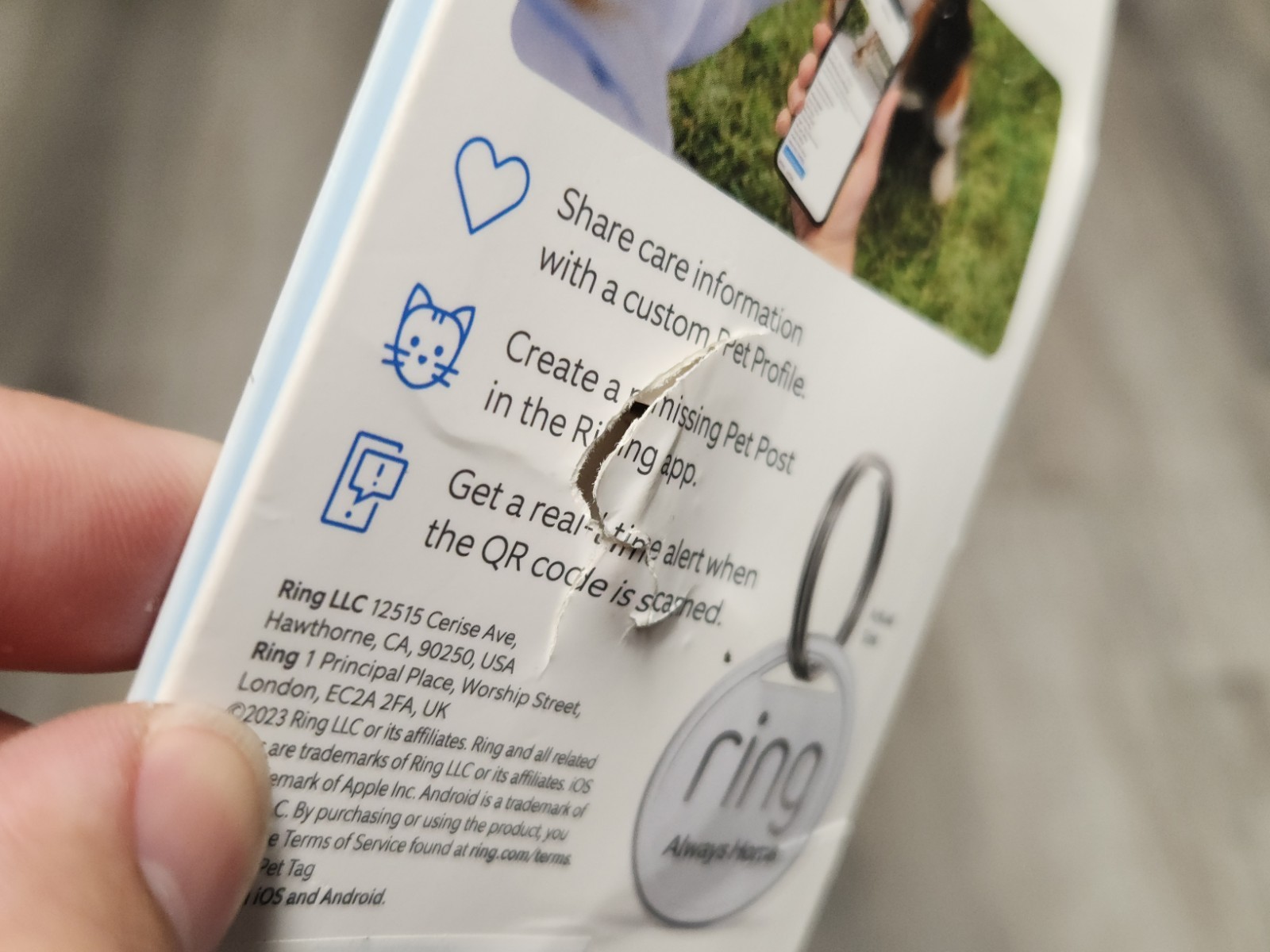 Ring Pet Tag (With QR Code) Smart Protection – With Real-Time-Scan Alerts – New