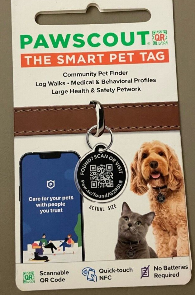 NEW PawscoutQR The Smart Pet Tag Finder for Dogs & Cats Connects To Your Phone**