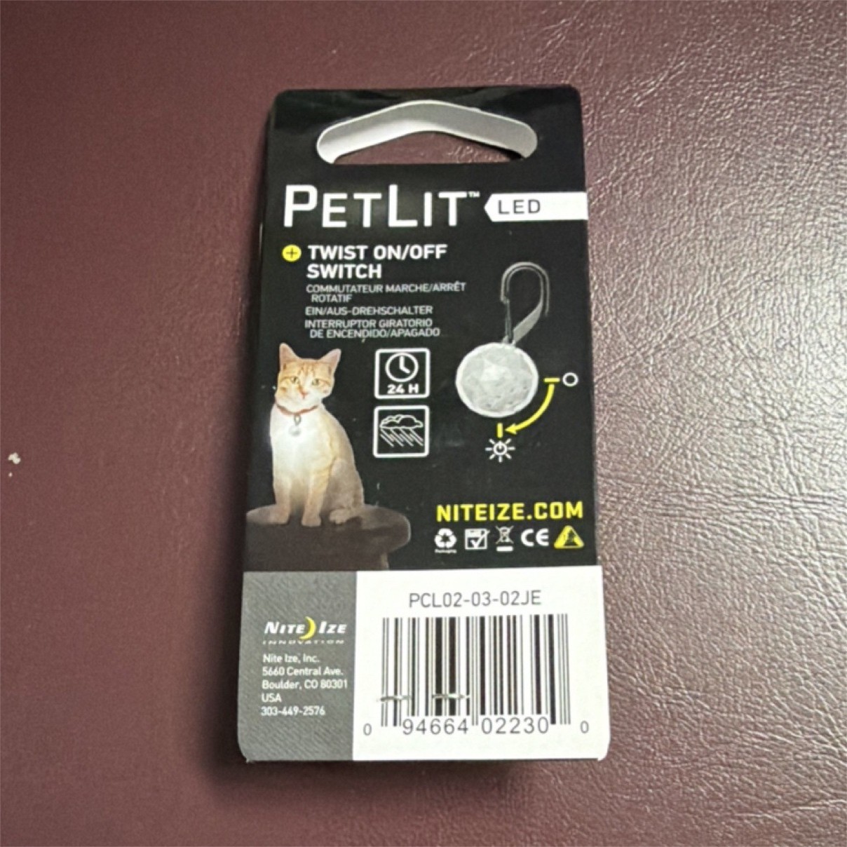 Nite Ize Pet PetLit LED Lighting Collar Charm Clear Twist On/Off PCL02-03-02JE