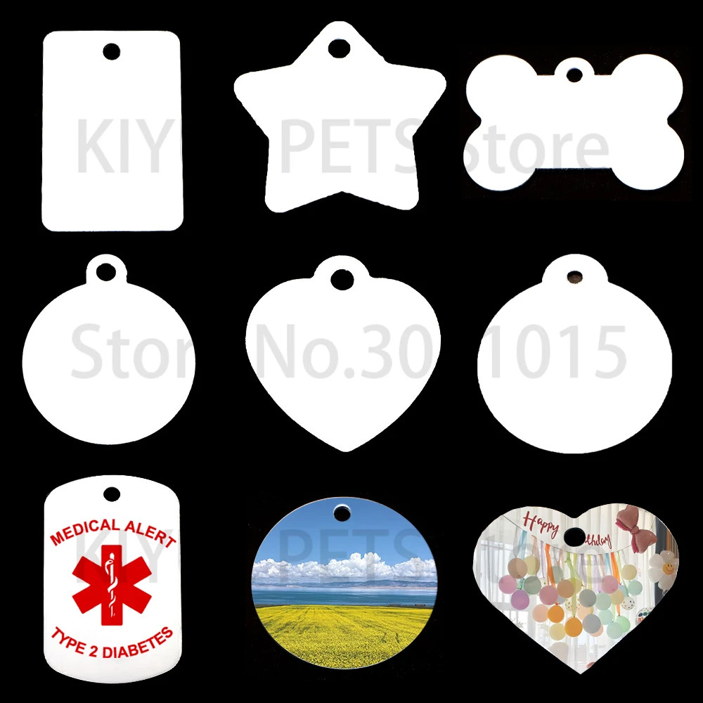 100Pcs Sublimation Dog Tag Blanks Aluminum Pet ID Name Tag DIY Customize Blank