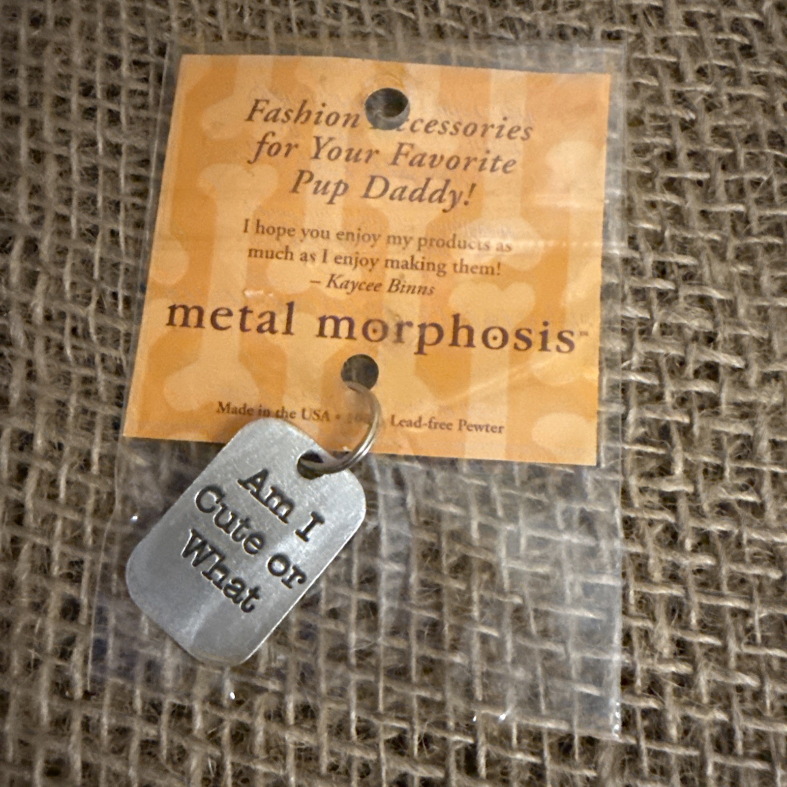 New 100% Lead Free Pewter Pet Tag ‘Am I Cute What’ Metal Morphosis Engravable M1