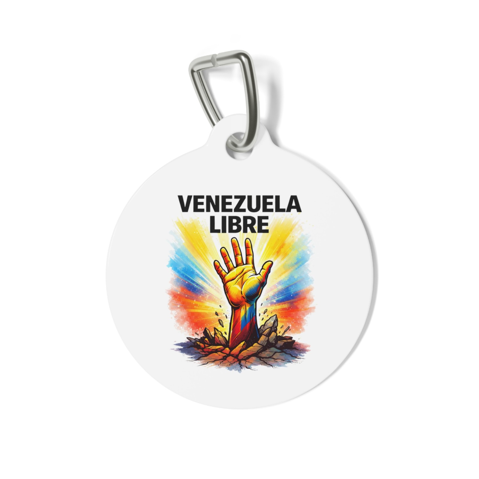 Venezuela Libre Rising Hand pet tag | patriotic rescue ID
