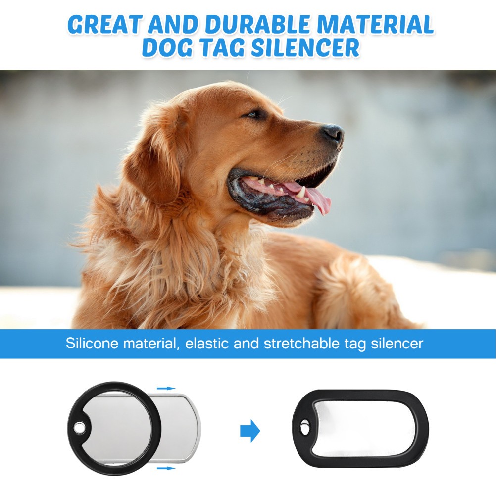 4Pcs Black Silicone Pet Tag Silencers for Dog Collar Noise Reduction Accessories