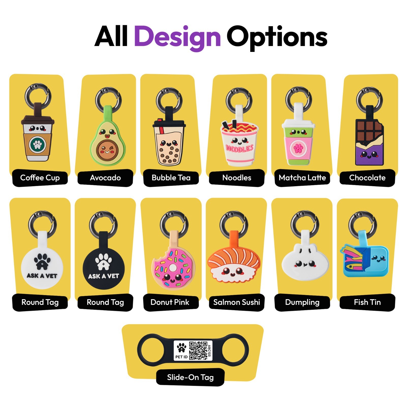 Ask A Vet Pet Slide on ID Tag QR NFC Waterproof Silicone Dog Cat