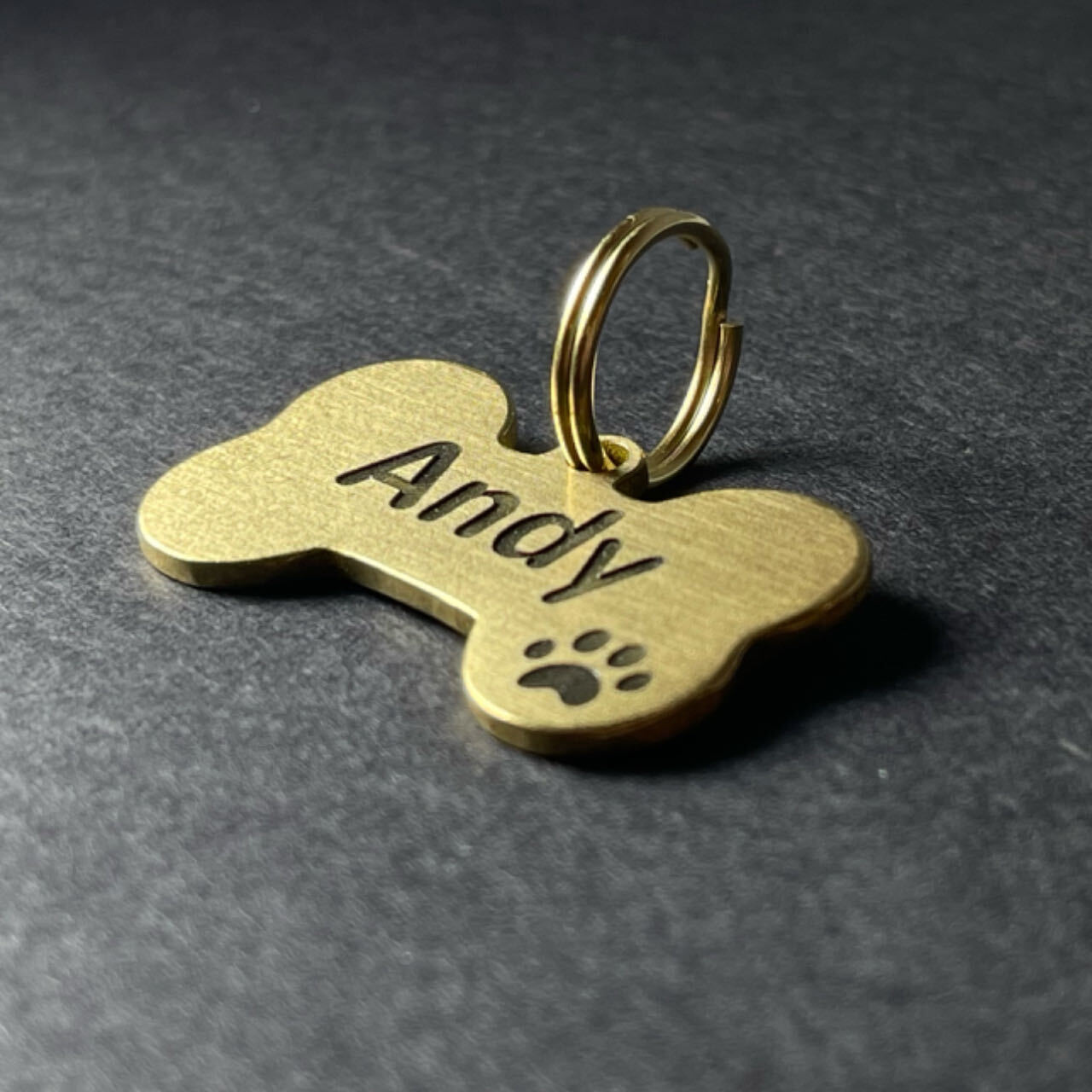 Dog Cat ID Tags Solid Brass Personalized Pet ID Tags Bone Pawtographize