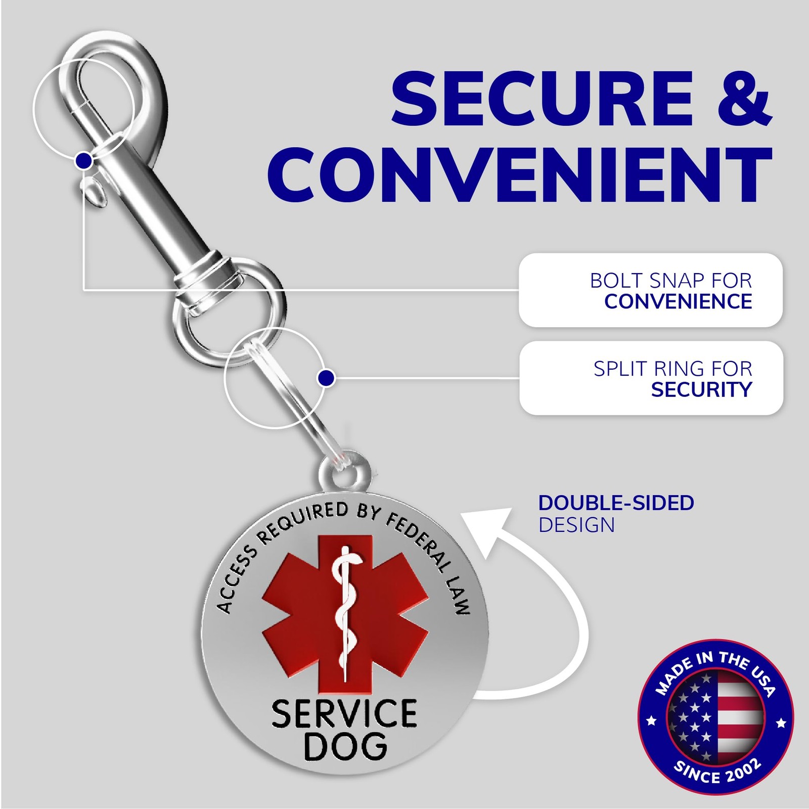 ActiveDogs Service Dog ID – Medical Alert Tag for Collar, Vest or Harness – D…