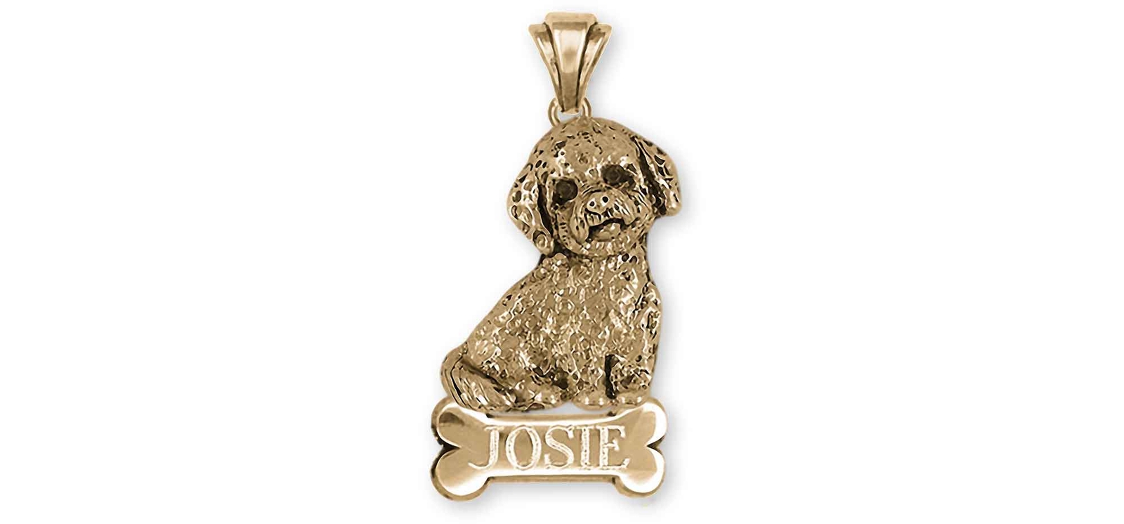 Poochon Pendant 14k Yellow Gold Handmade Bichapoo Jewelry PC1-NPG