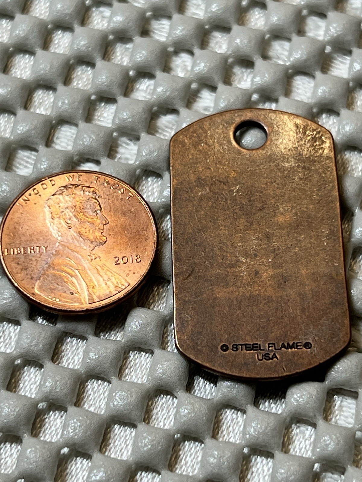 Steel Flame Rare American Flag/HGR Copper Dog Tag by Derrick Obatake RARE!