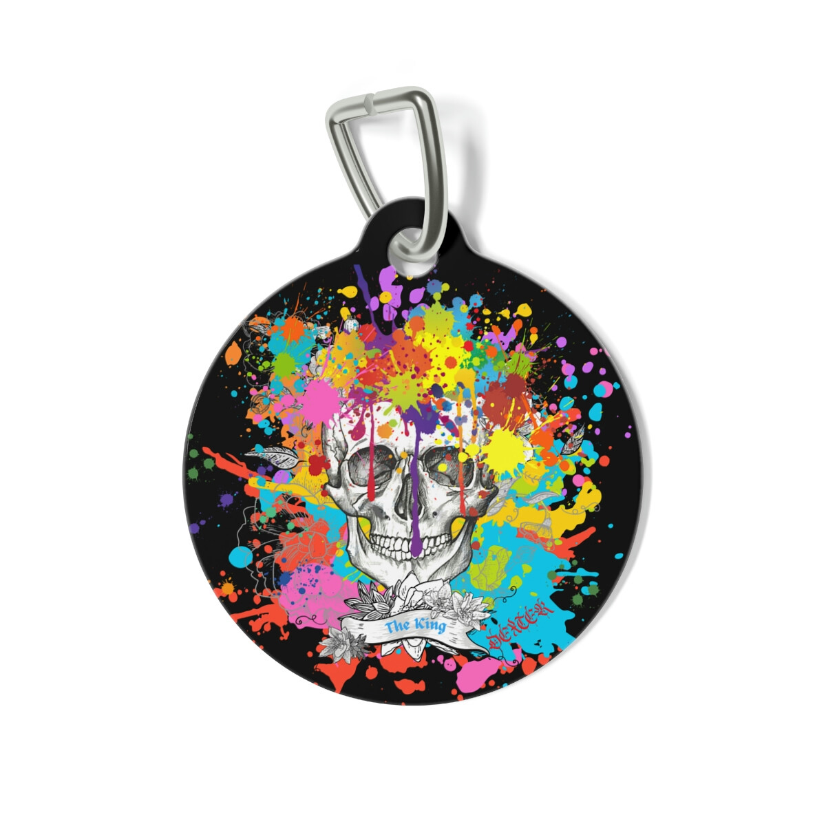 Skull splashed ( The King ) Pet Tag
