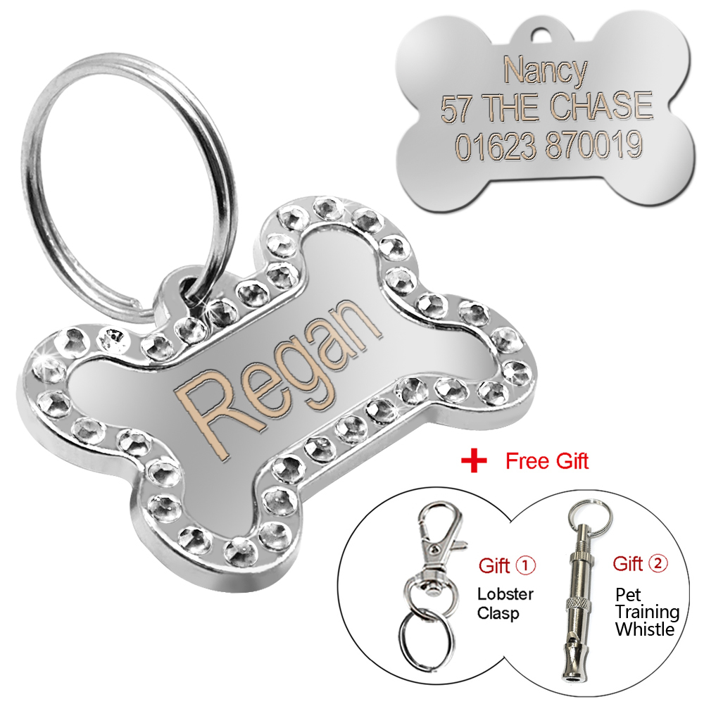Personalized Glitter Dog Tags Disc Engraved Cat Puppy Pet ID Name Collar Tag