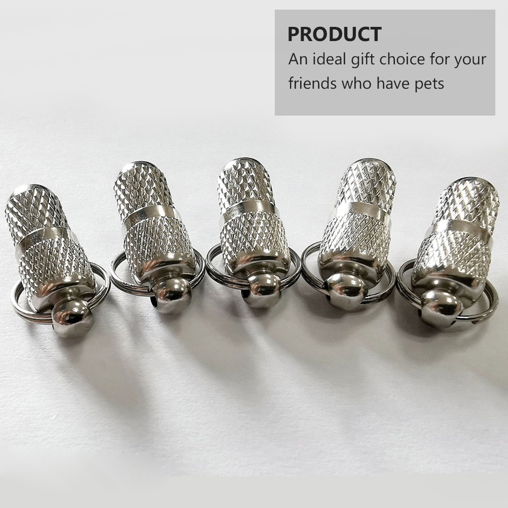 6Pcs Reusable Pet Id Tubes Silver Brass Collar Tags for Dog Cat Safety