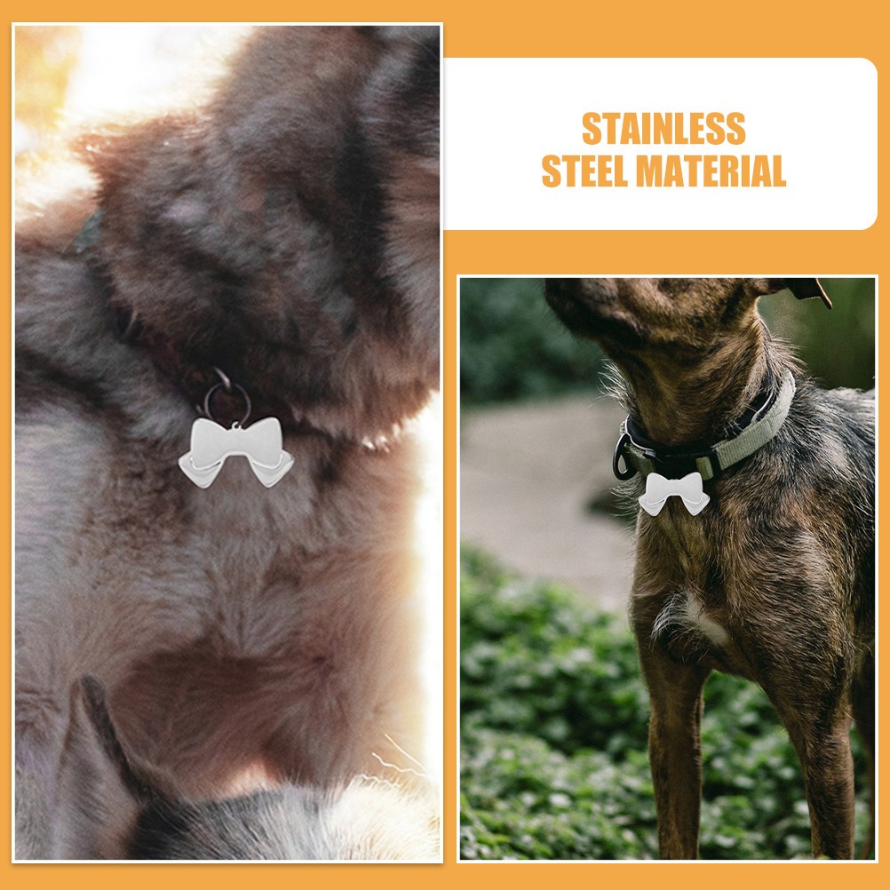 5 Pcs Bone Pet Id Tag Stainless Steel Dogs Tags Accessories Name