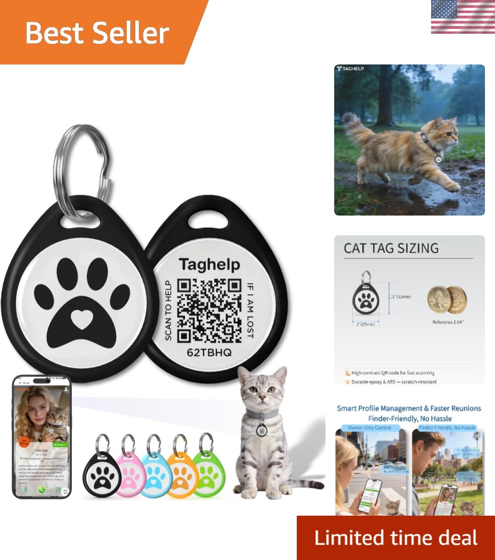 QR Code Cat ID Tag for Collar, Smart Pet ID with Free Online Profile, Instant…