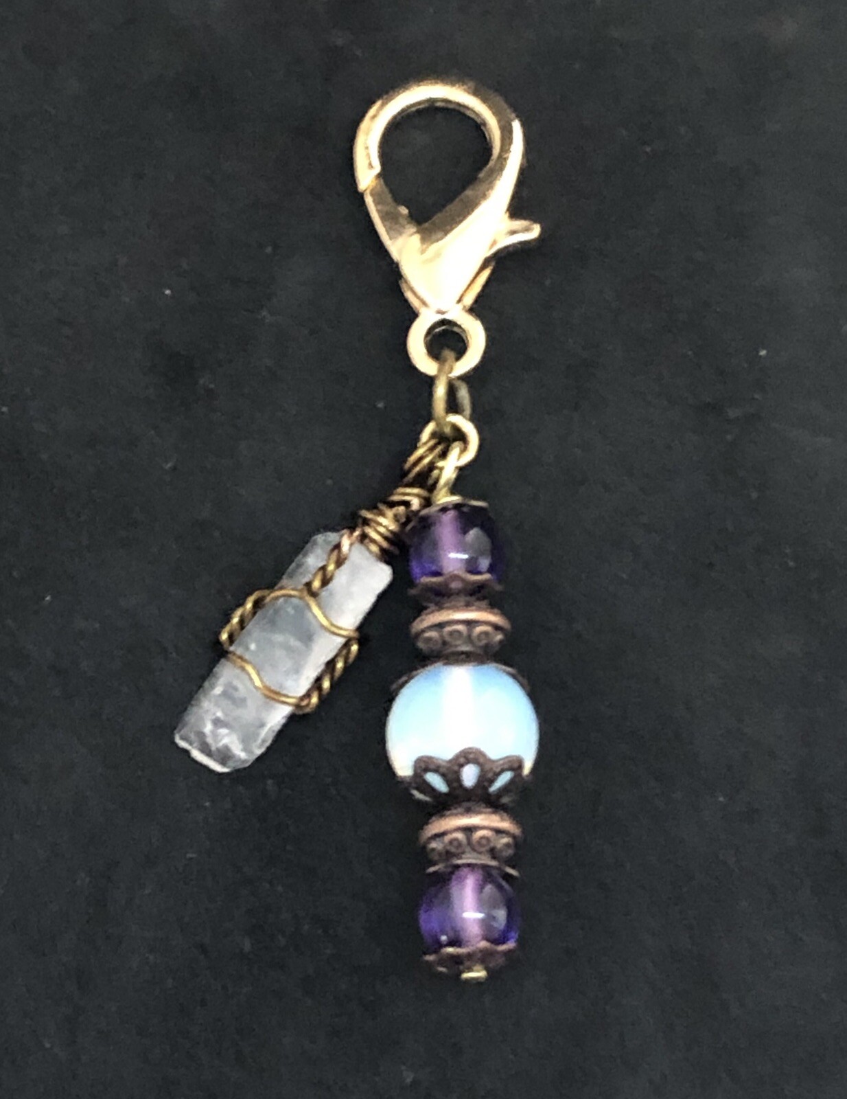 Moonstone, Amethyst Crystal Pet Charm, Crystal Collar Charm, Moonstone Pet Charm