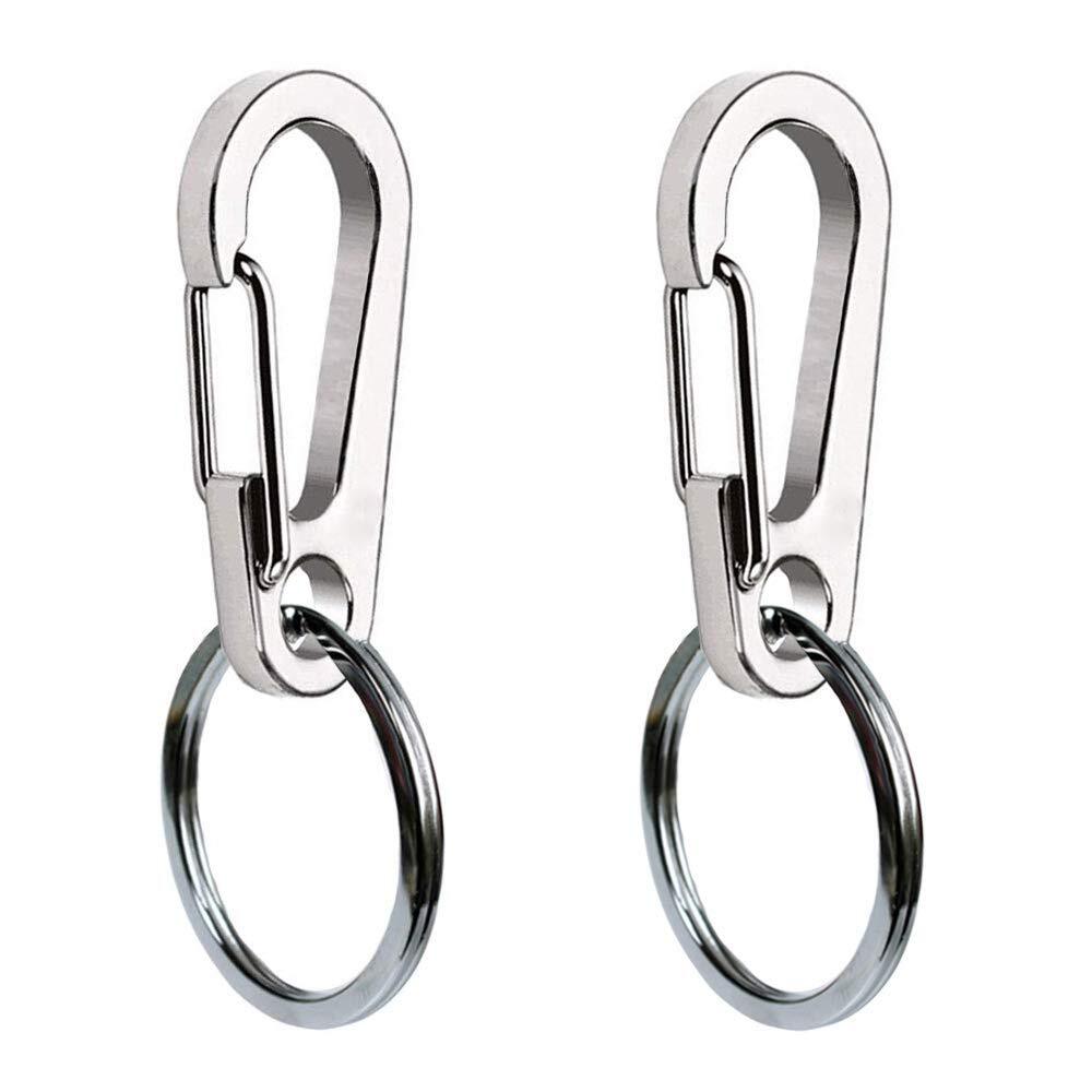 2 Pack Stainless Steel Dog Tag Clips w/ Rings Pet ID Tag Holder for Dog Collars