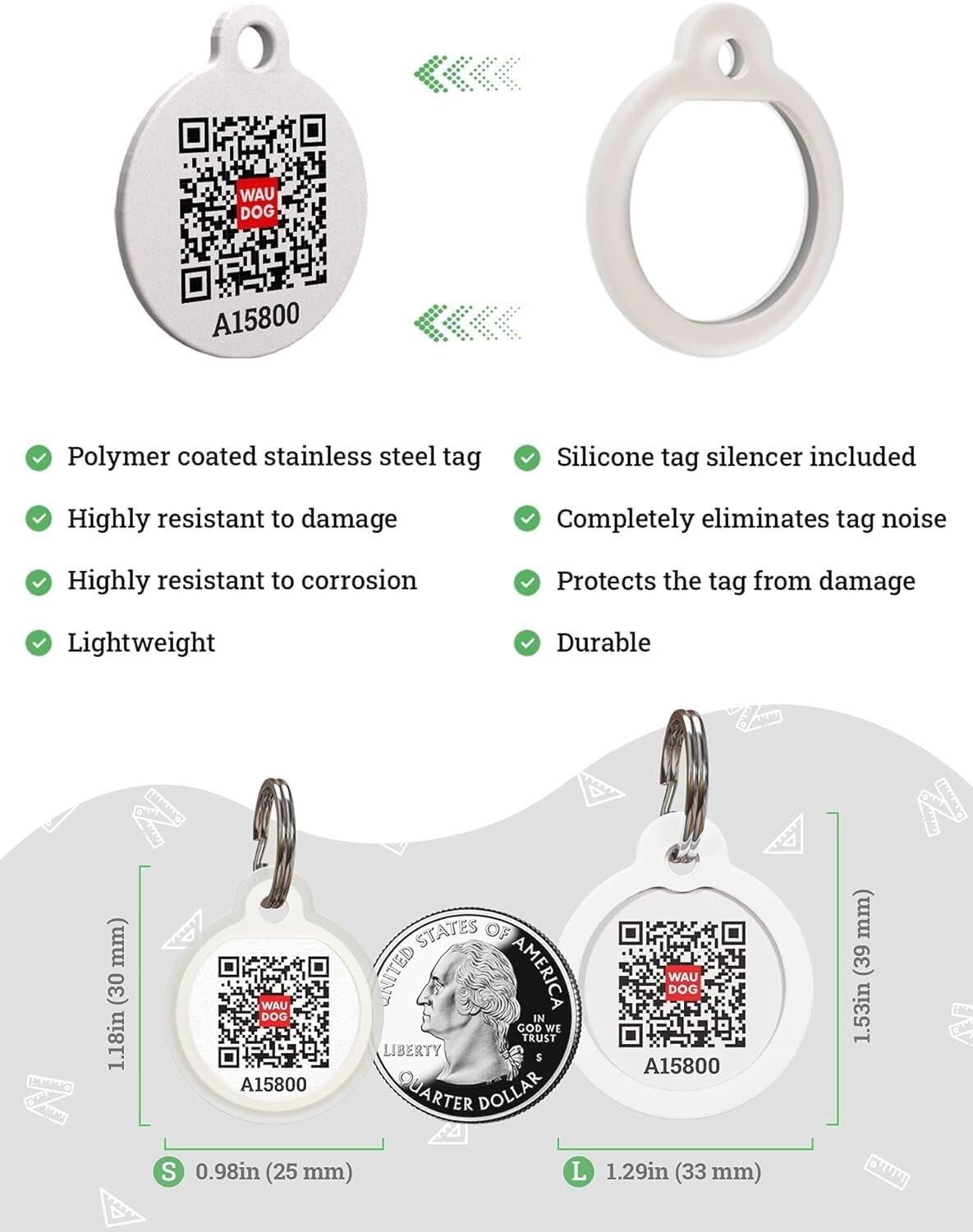 NEW QR Code Dog Tag Silent ID Tag for Dogs & Cats, Connected to Mobile App