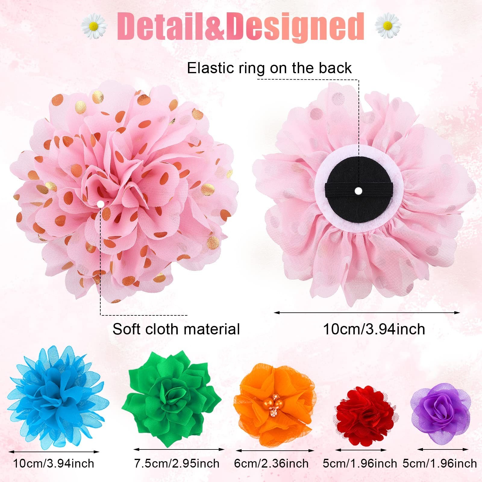 Tondiamo 84 Pcs Dog Collar Flower Bow Accessories Bulk Multi Color Dog Pet Ch…